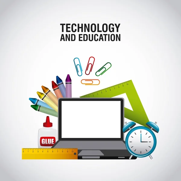 Tecnología y suministros educativos — Vector de stock
