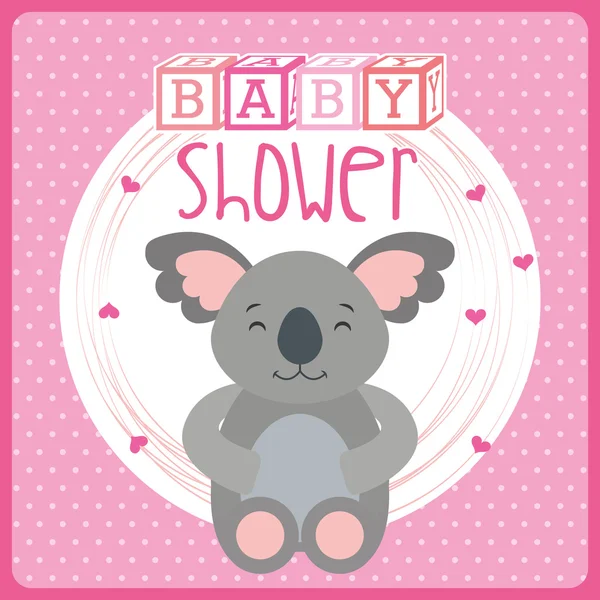 Dierlijke schattige baby shower uitnodiging — Stockvector