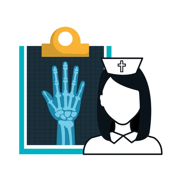 Рентгеновский снимок и медсестра — стоковый вектор