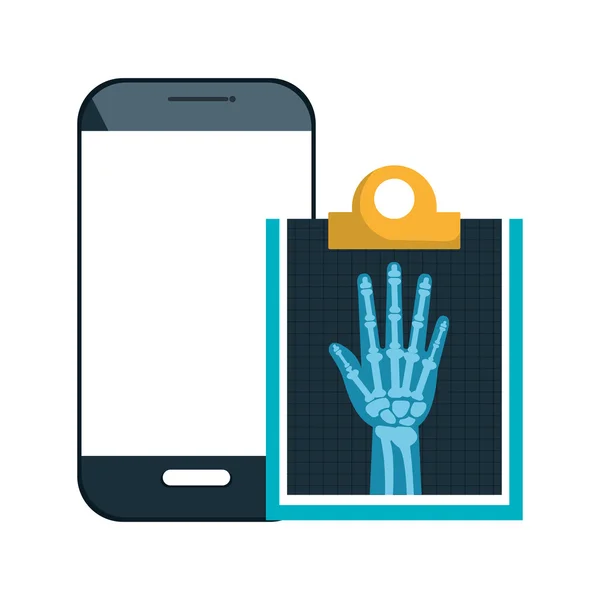Smartphone y rayos X — Vector de stock