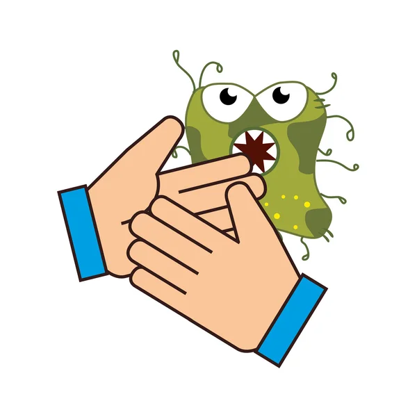 Hand with bacteria germs — Stock Vector