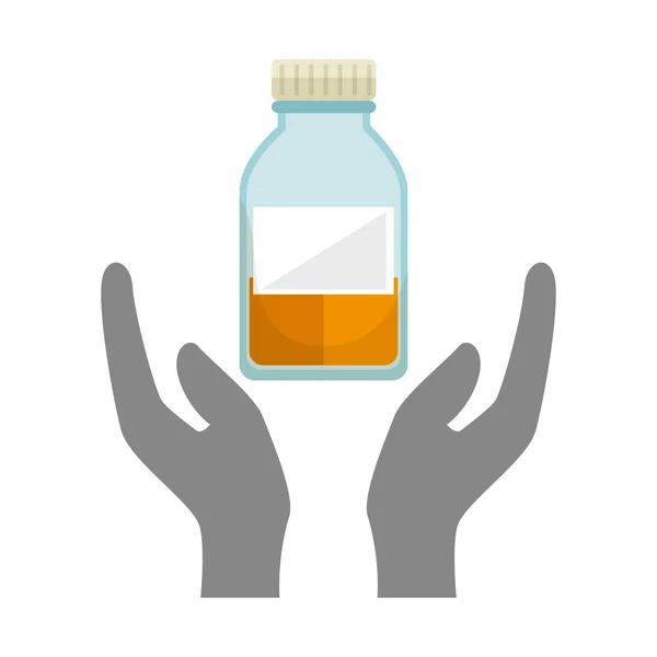 Mains avec bouteille de chimie — Image vectorielle