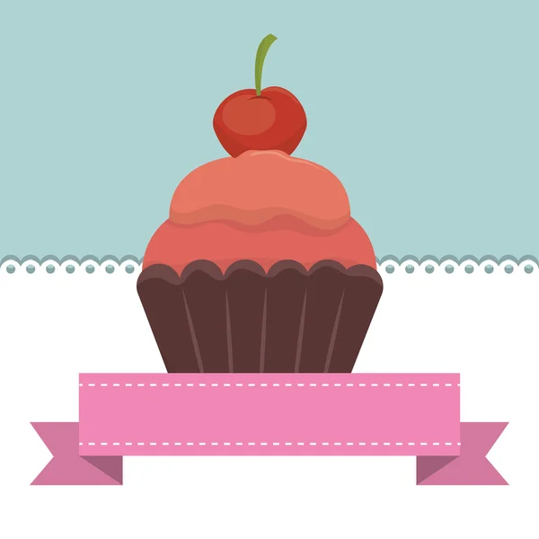 Sobremesa doce cupcake —  Vetores de Stock