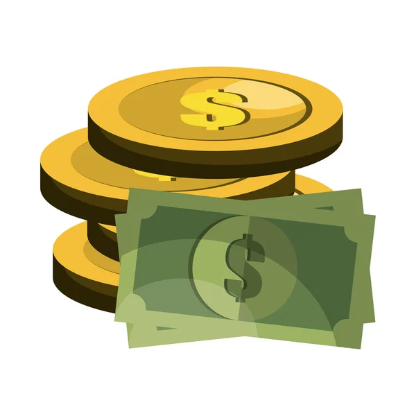 Zlaté mince a bill peníze — Stockový vektor