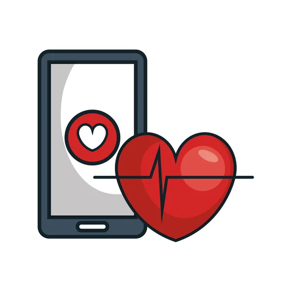 Smartphone a cardio puls srdce — Stockový vektor