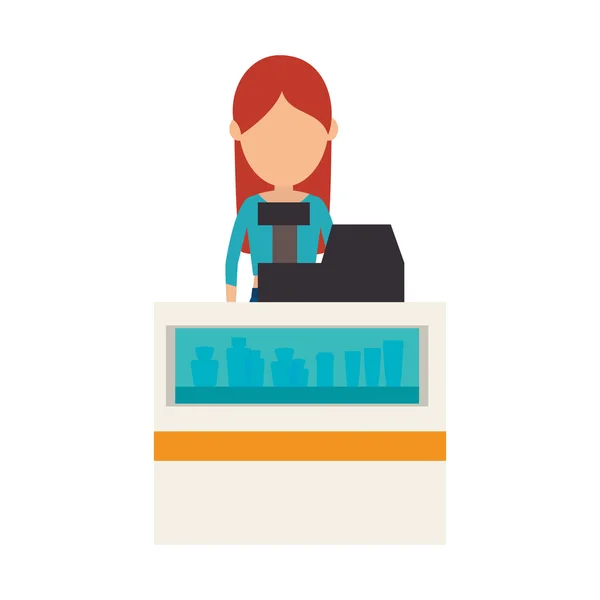 Avatar woman cashier — Stock Vector