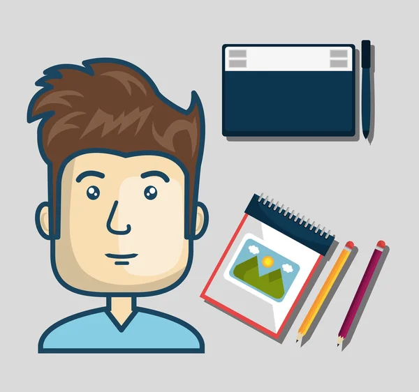 Diseñador gráfico avatar — Vector de stock