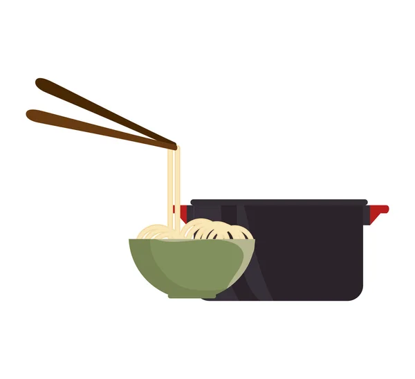Кухонный горшок и миска горячей пищи — стоковый вектор