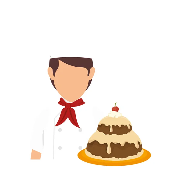 Bakkerij chef-kok met taart — Stockvector