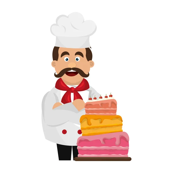 Φούρνος chef με κέικ — Διανυσματικό Αρχείο