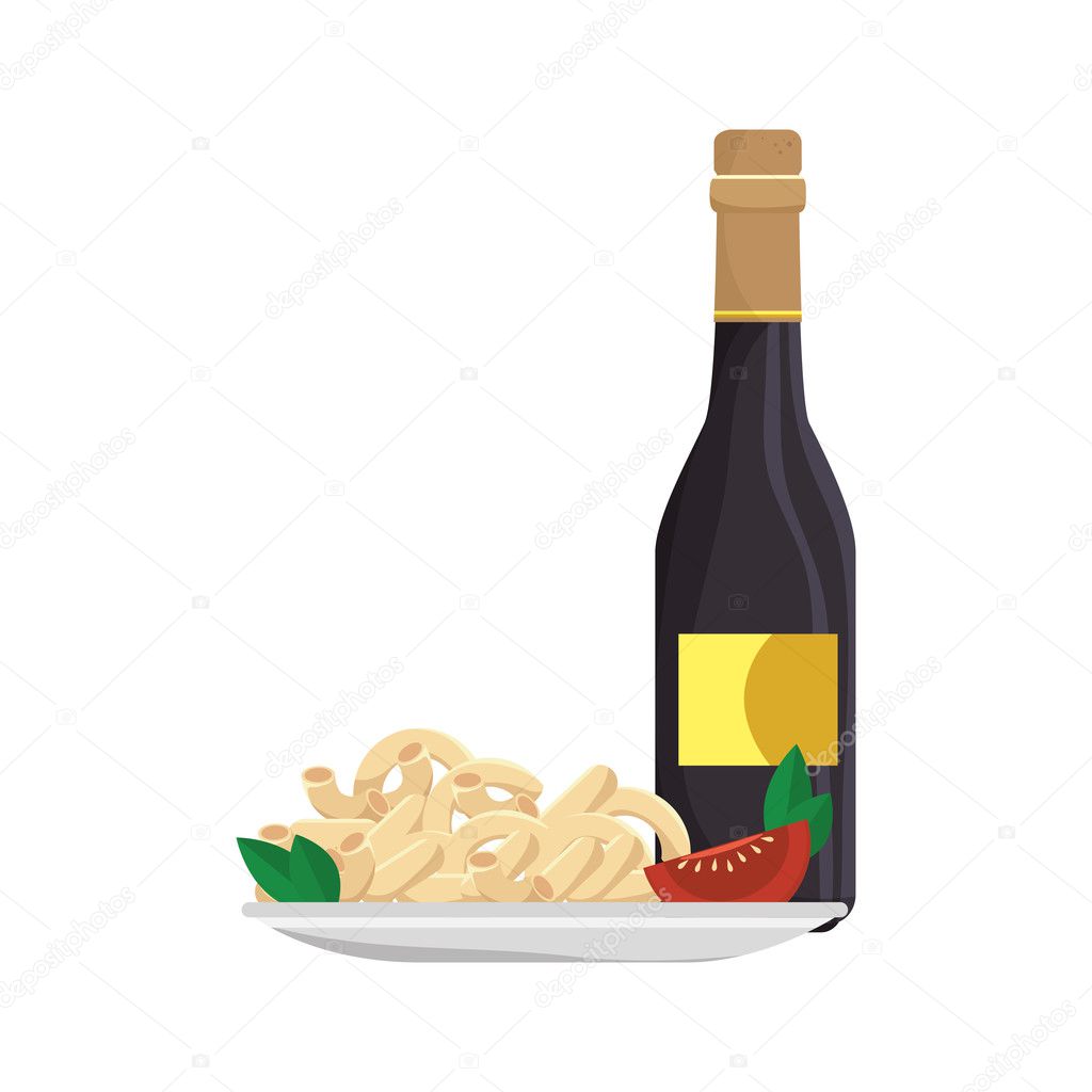 macaroni gourmet plate with wine