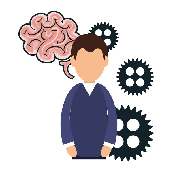 Avatar man and brain — Stock Vector