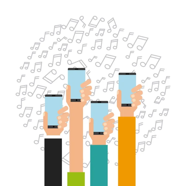 Comercio de música móvil en línea — Vector de stock