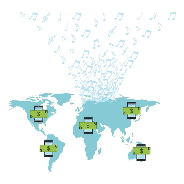 Commercio di musica mobile online — Vettoriale Stock