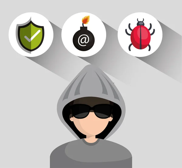 Avatar criminal hacker — Stock Vector