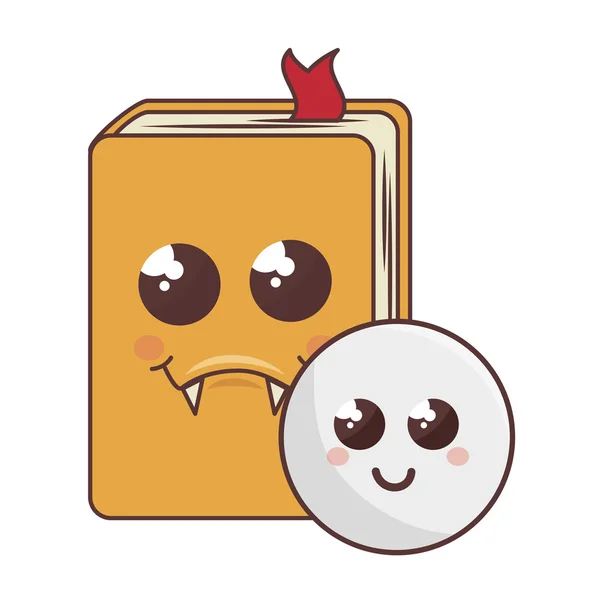 Cuaderno y emoticono kawaii dibujos animados — Vector de stock