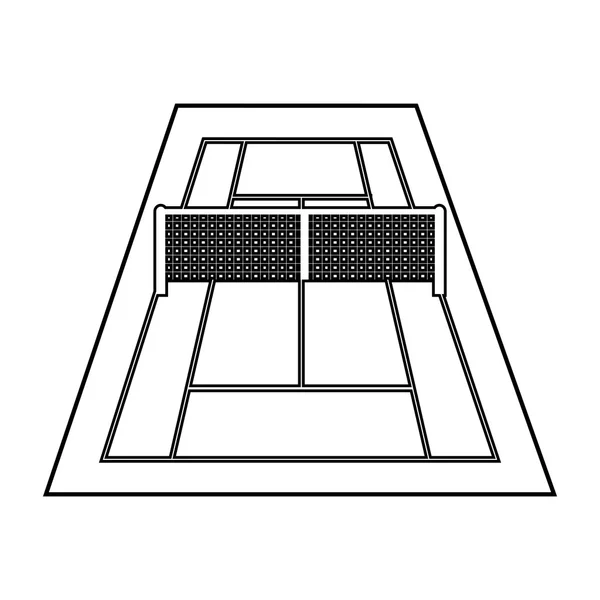 Ikon peralatan olahraga tenis pengadilan - Stok Vektor