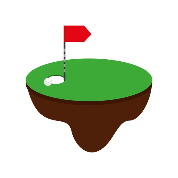 Buraco esporte de golfe com ícone de bandeira —  Vetores de Stock