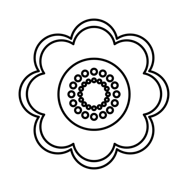 아름 다운 꽃 귀여운 흑백 아이콘 — 스톡 벡터