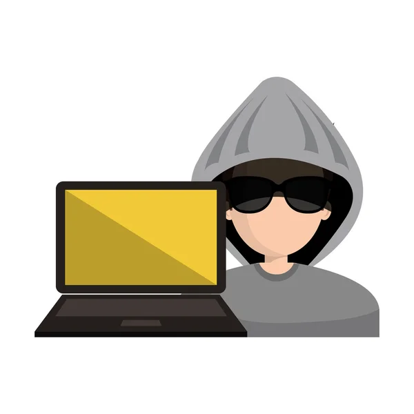 Avatar hacker crimineel — Stockvector