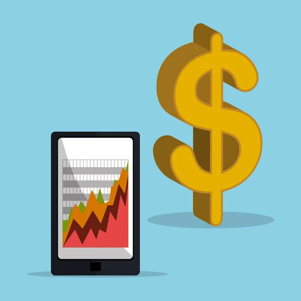 Smartphone och pengar tecken — Stock vektor