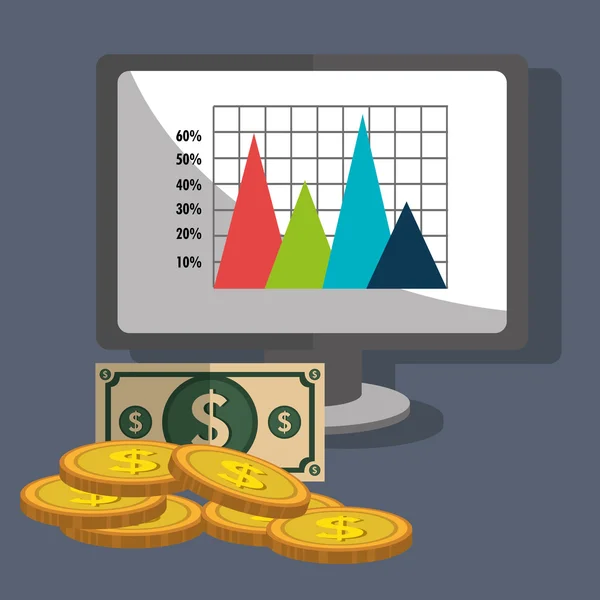 Grafik grafik dan uang - Stok Vektor