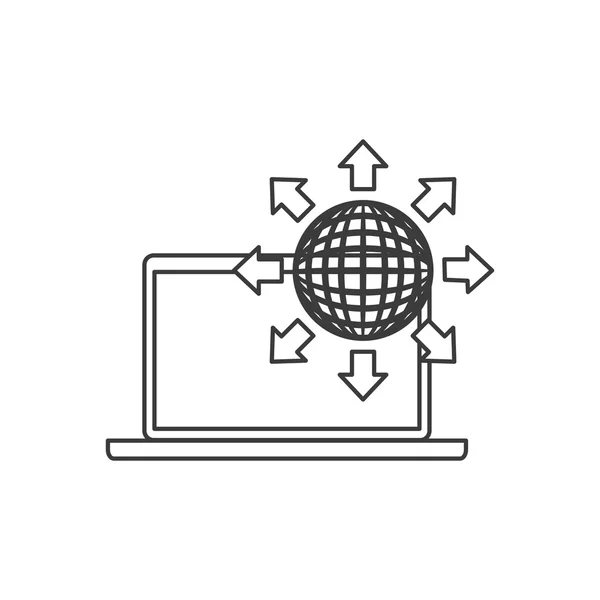 Ordenador portátil con icono seo — Vector de stock