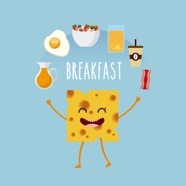 Delicious and nutritive breakfast character — Stock Vector