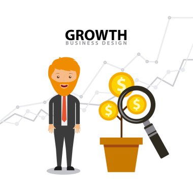 İş büyüme para düz simgeler