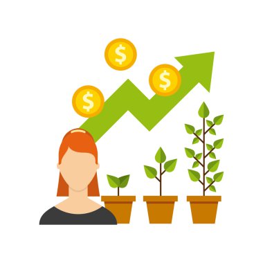 İş büyüme para düz simgeler