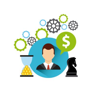 İş büyüme para düz simgeler