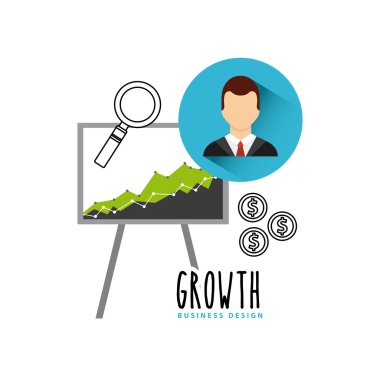 İş büyüme para düz simgeler