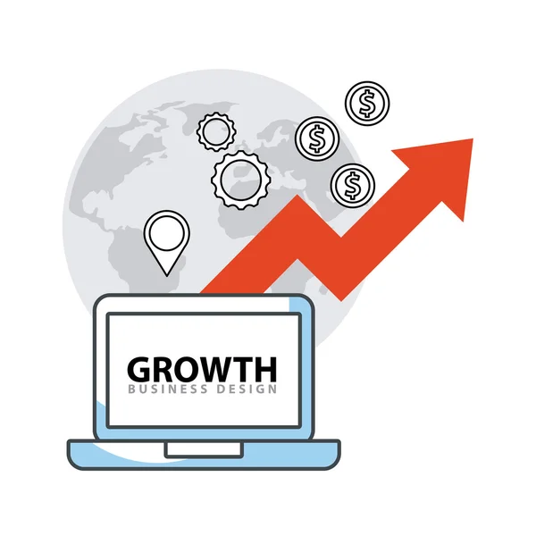 Fundos de crescimento empresarial ícones planos — Vetor de Stock