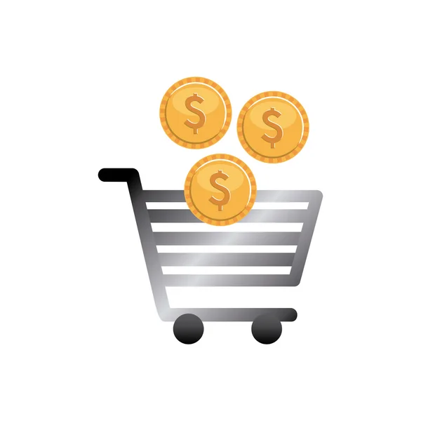 Cart shopping with economy icon — Stock Vector