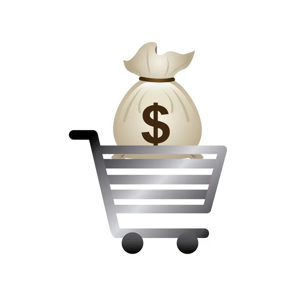 Carrinho de compras com ícone de economia — Vetor de Stock