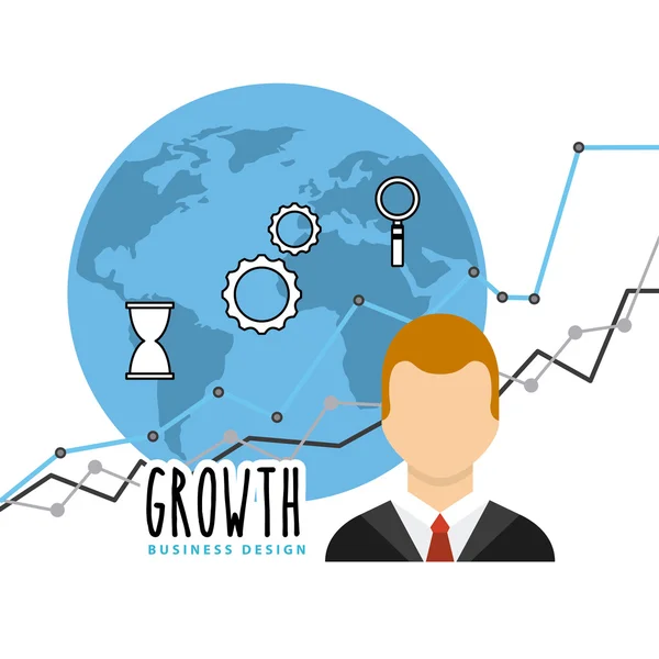Fundos de crescimento empresarial ícones planos —  Vetores de Stock