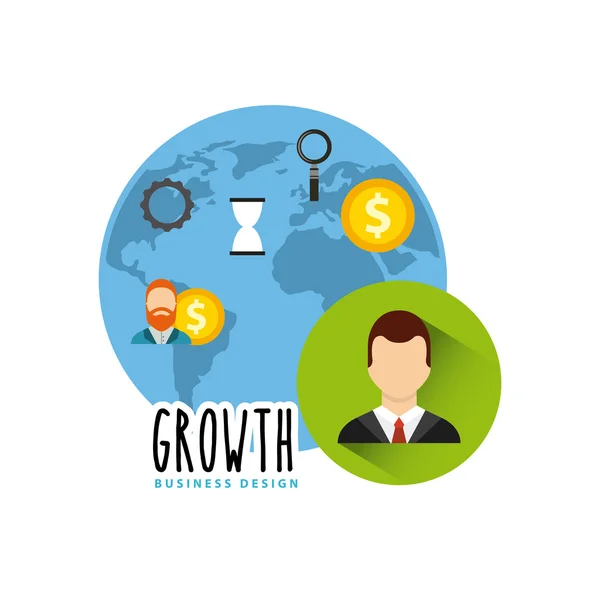 Fondos de crecimiento empresarial iconos planos — Vector de stock
