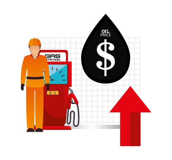 Tema do preço do petróleo e petróleo —  Vetores de Stock