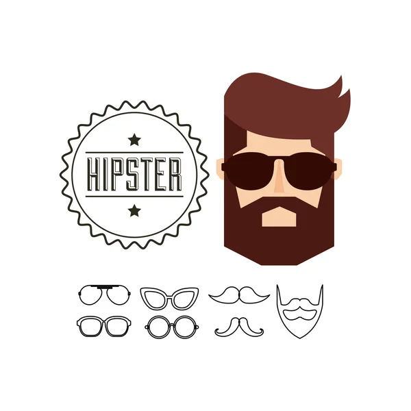 Avatar masculin avec style hipster — Image vectorielle