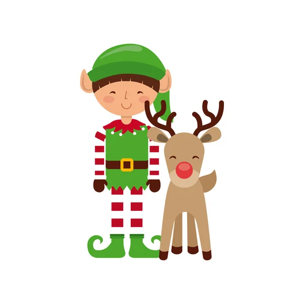 Elf Kerstmis karakter pictogram — Stockvector