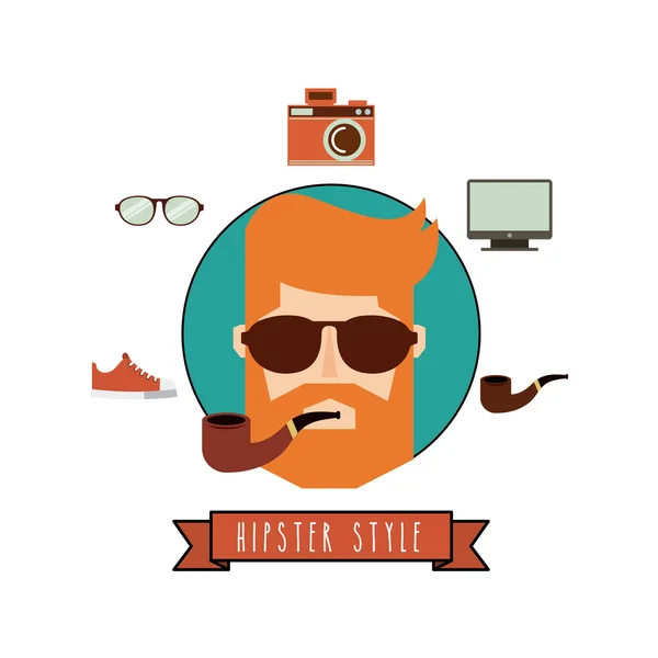 Avatar masculino com estilo hipster — Vetor de Stock