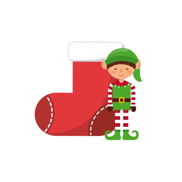 Chaussette Noël avec icône de personnage — Image vectorielle