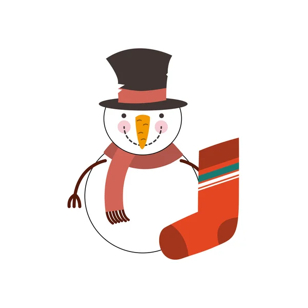 Feliz Natal boneco de neve personagem ícone —  Vetores de Stock