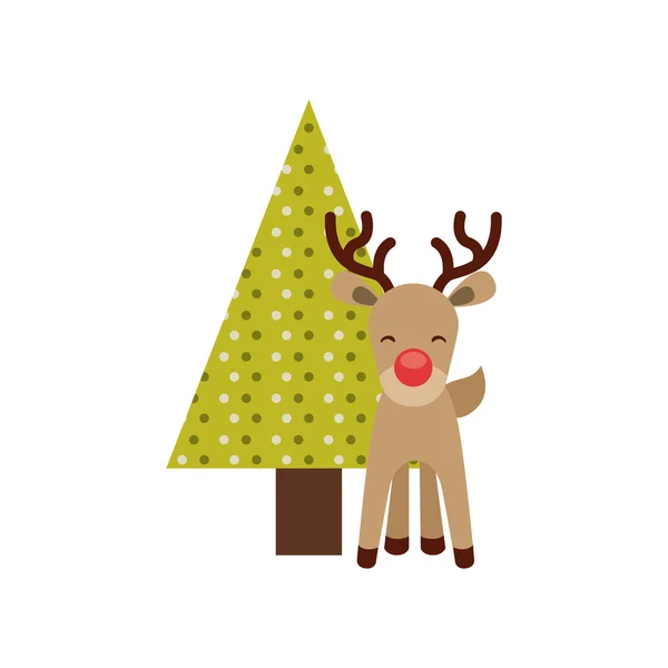 Carácter de Navidad con icono de árbol — Vector de stock