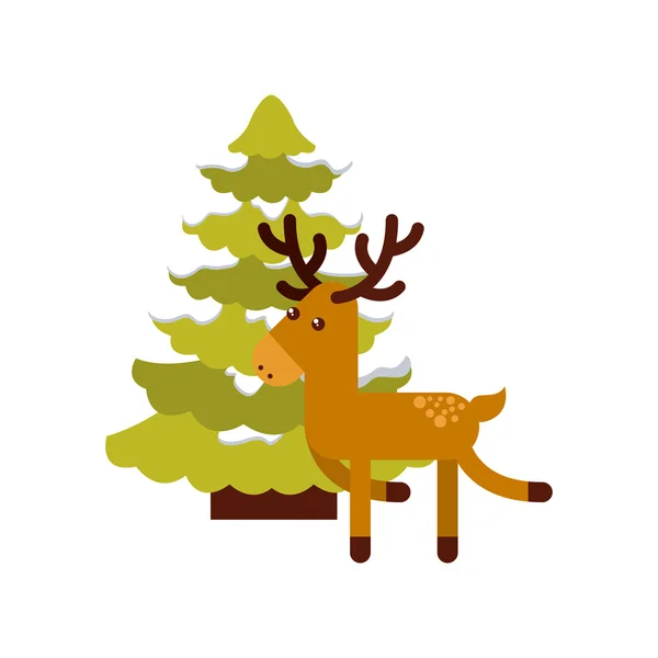 Karácsonyi karakter fa ikonnal — Stock Vector