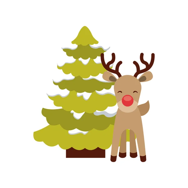 Carácter de Navidad con icono de árbol — Vector de stock