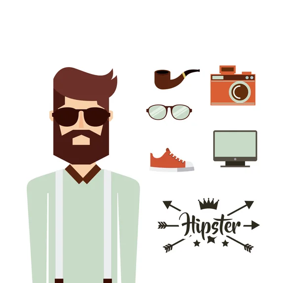 Avatar masculino com estilo hipster — Vetor de Stock