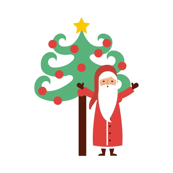 Christmas character with tree icon — Stock Vector