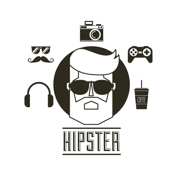 Avatar masculino con estilo hipster — Vector de stock