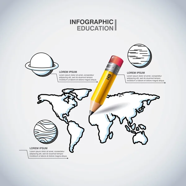 Ícones de apresentação de educação infográfica — Vetor de Stock